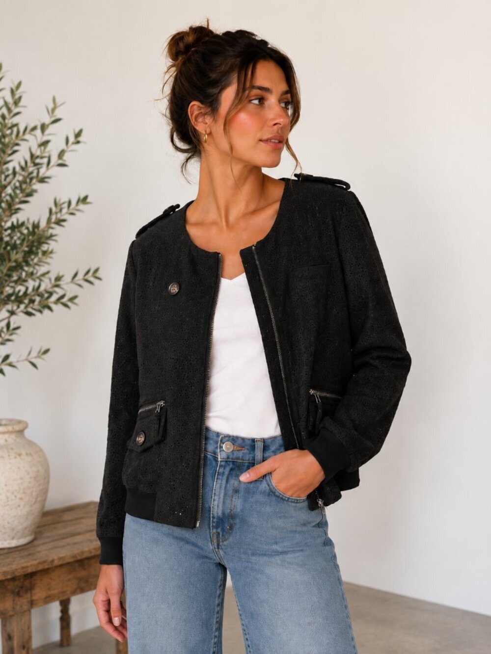 MOLLY BRACKEN OPENWORK JACKET SZ L